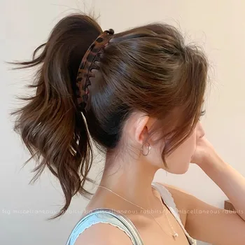 Vintage-Haarspange mit Leopardenmuster für Damen und Mädchen, hoher Pferdeschwanzhalter, Haarspange