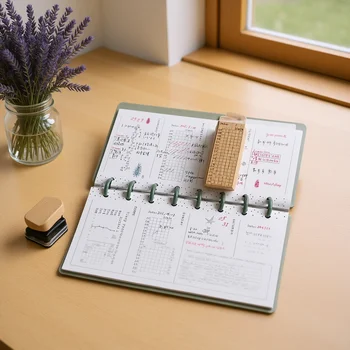 Journal-Stempelset aus massivem Holz, Holzstempel für Zeitmanagement, Ordentliche Planerstempel für die