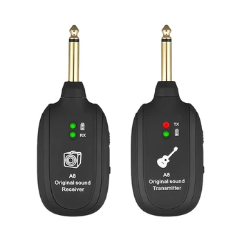 Miwayer A8 Gitarren-Funksystem - Eingebauter Wiederaufladbarer Sender & Empfänger für E-Gitarre/Bass