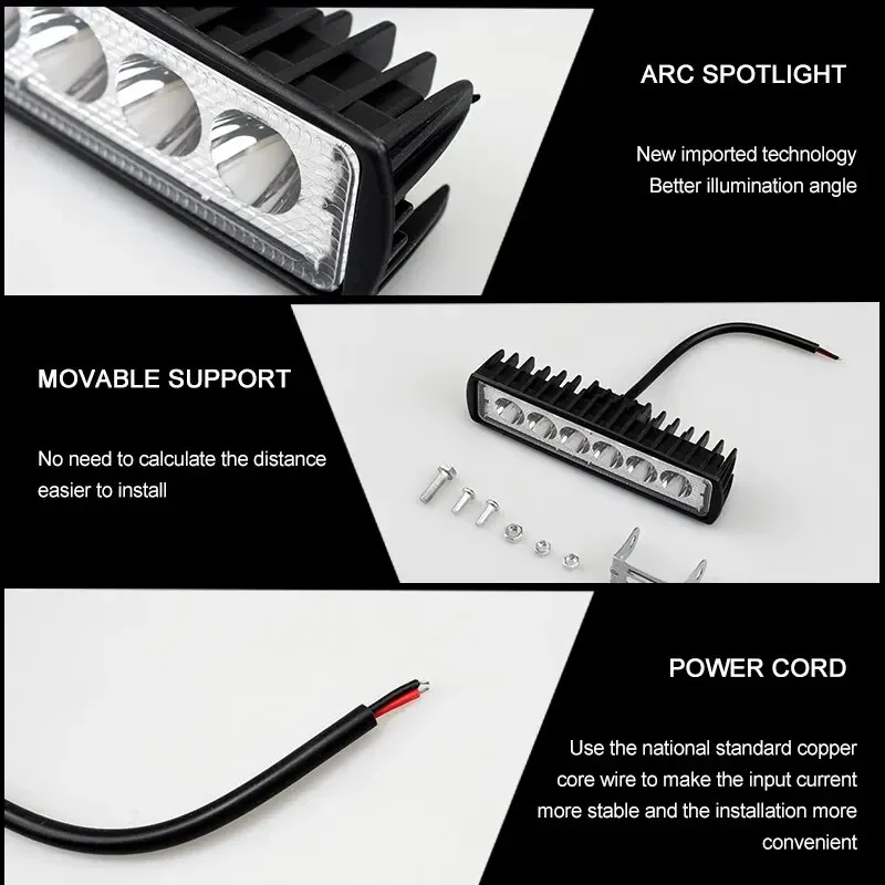 18w 6 LED Auto Arbeits licht hoch hell Scheinwerfer Universal – Bild 4