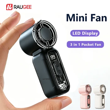 Mini Tragbarer Handventilator Persönlicher Taschenventilator mit Digitalanzeige USB-Aufladbar Outdoor Kleiner