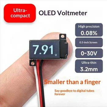 Das Kleinste Aller Zeiten 0,5 Zoll OLED Digitales Voltmeter 0-30V Ultradünn Hochpräzise 2/3-Draht