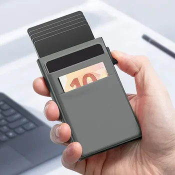 Rfid Anti Blocking Smart ID Bank Kreditkarte Halter Brieftasche Metall Dünne Schlanke Männer Frauen Pop Up