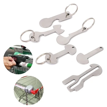Einkaufswagen-Token, Schlüsselanhänger, Edelstahl-Schlüsselanhänger, tragbare Trolley-Entferner
