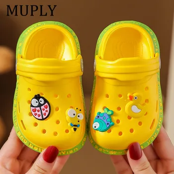 Children New Cute Cartoons Kids Mules Clogs Summer Garden Beach Slippers Sandals Cave Hole Baby Shoes For Boys