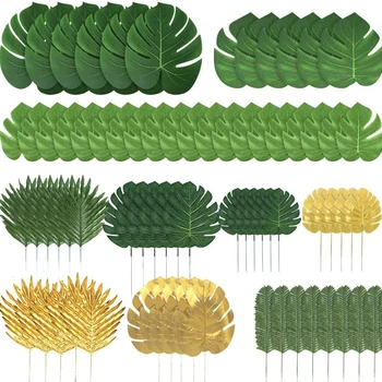 Künstliche tropische Palmblätter, hawaiianisches Luau-Dschungel-Safari-Tier-Thema, Partyzubehör, Geburtstag