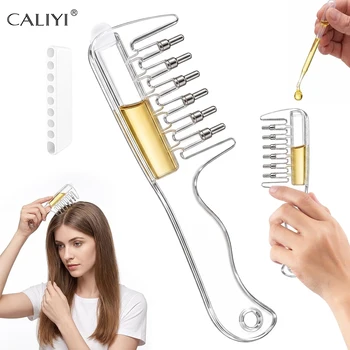 CALIYI Ätherisches Öl Applikator-Massagekamm mit eingebautem Flüssigkeitsreservoir und rollenden Metallzähnen