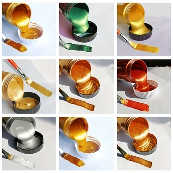 60 ml goldene Farbe, metallische Acrylfarbe, wasserfest, nicht verblasst, zum Färben von Statuen