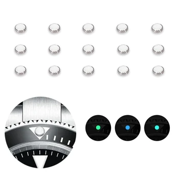 Weiße Perlen, blau, grün, leuchtender Pip-Uhrenlünetteneinsatz, 12-Uhr-Lume Pearl Dot Mod-Teile