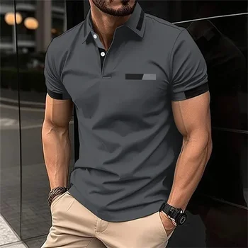 Herren Fitness Freizeit Sport T-Shirt Gym Lauf-Sport Elastisches Kurzarm-Poloshirt mit Kragen Slim Fit T-Shirt