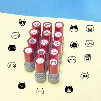 Stempel mit Katzenmuster, schwarzer Katzen-Tierstempel zum Inspirieren und Ermutigen, für den Unterricht