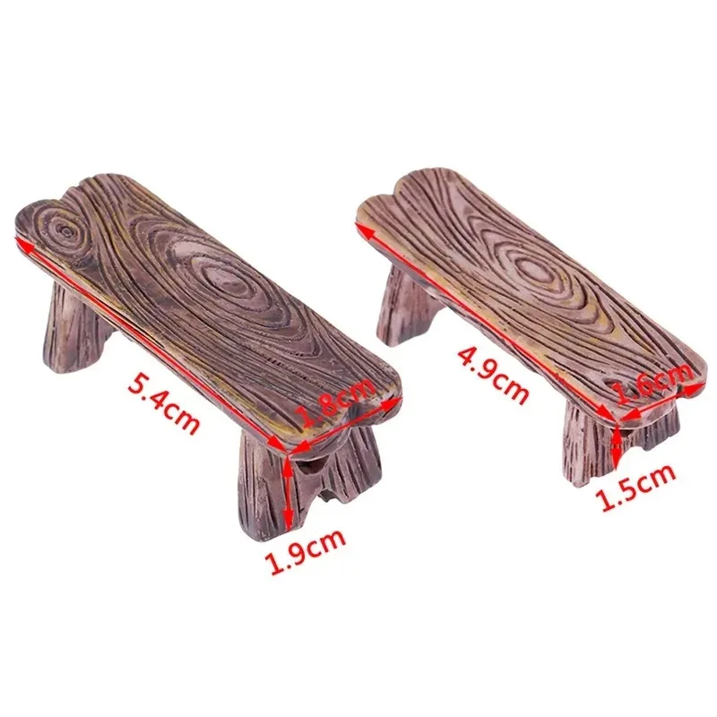 2 stücke Mini Holz Stuhl Hocker Fee Garten Miniaturen Dekor – Bild 2