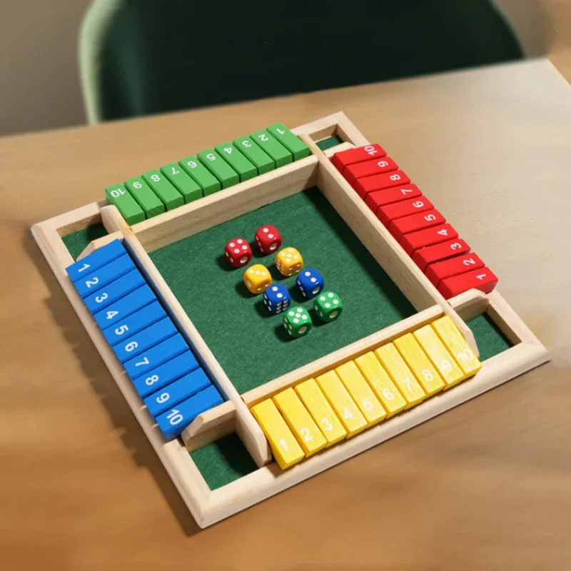 Arithmetik-Würfel-Brettspiel aus Holz – Flip-Kartenbox mit