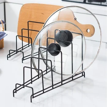 Eisen Kunst Rack Regal Multi Schicht Platzsparende Organizer Schneiden Bord Topf Deckel Platten Ständer Halter