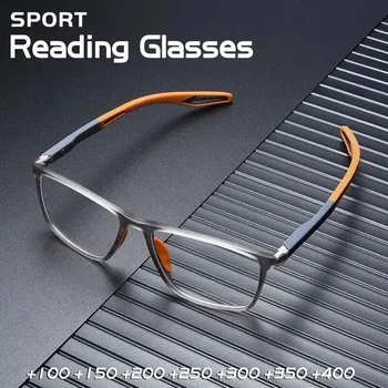 Mode TR90 Lesebrille für Männer Frühling Bein Sport Presbyopie Brille Anti Blaues Licht Gläser + 100 ~ + 400