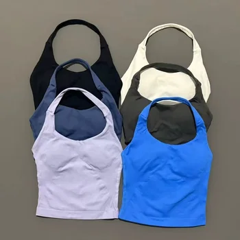 Sport-Gym-Top für Damen Nahtloses Yoga-Top Abnehmbare Brustpolster Push-Up Sportweste Fitness Workout
