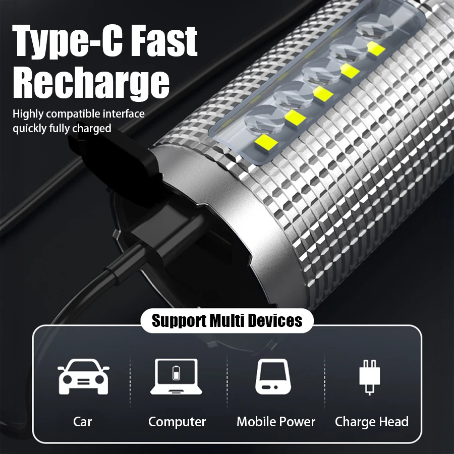 LED-Taschenlampe 5000 mAh, wasserdicht, mit Seitenlicht – Bild 6