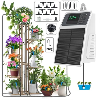 Solarbetriebenes automatisches Pflanzenbewässerungssystem: Gartenwerkzeuge und Pflanzbedarf