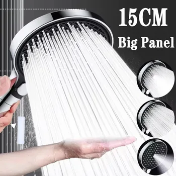 15 cm großes Panel Hochdruck-Duschkopf mit Filter, 3 Modi, großer Durchfluss, Sprühdüse, Regendusche