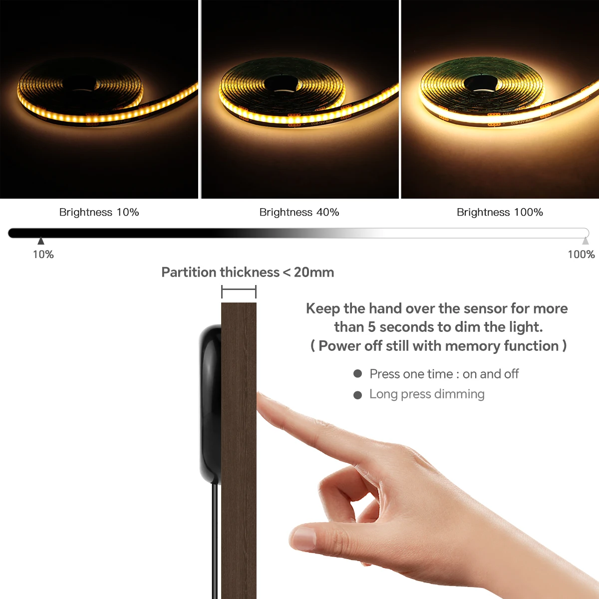 Touch Dimmbare Schwarz PCB LED Streifen Licht COB Band Für – Bild 3