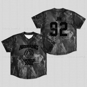 BTS World Tour Baseball-Trikot, Tie-Dye Marmor-Print Unverzichtbar für Fans