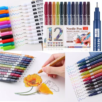 12 Farben Fineliner-Set Micron Grafik-Zeichenstifte 0,5mm Liner Nadelstifte Manga-Stifte Skizzenmarker
