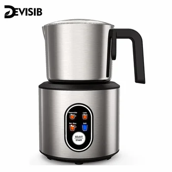 DEVISIB 4-in-1 automatischer Milchaufschäumer, elektrisch, Instant Magic Foum 350 ml, Edelstahlkrug