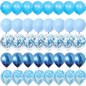 Blaue Set Luftballons Metall Latex Konfetti Ballon Hochzeit Valentinstag Globos Babyparty (40 Stück)