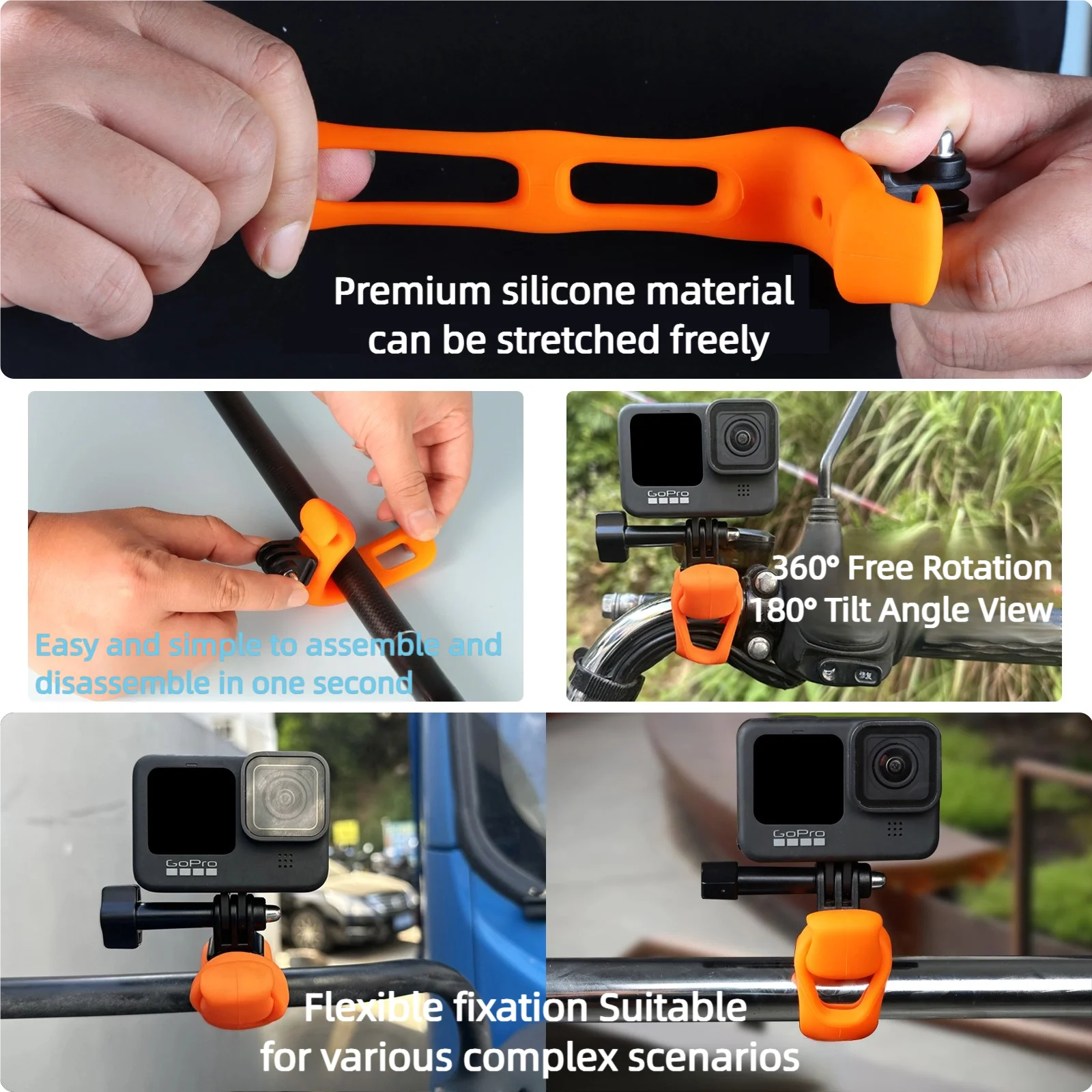 Ronkoen Action Kamera Einstellbare Silikon Halterung Mini – Bild 4
