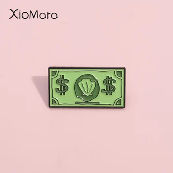 Grün USD Symbol Emaille Pin Benutzerdefinierte Reichtum Geld Cartoon Nette Anime Währung Broschen Revers