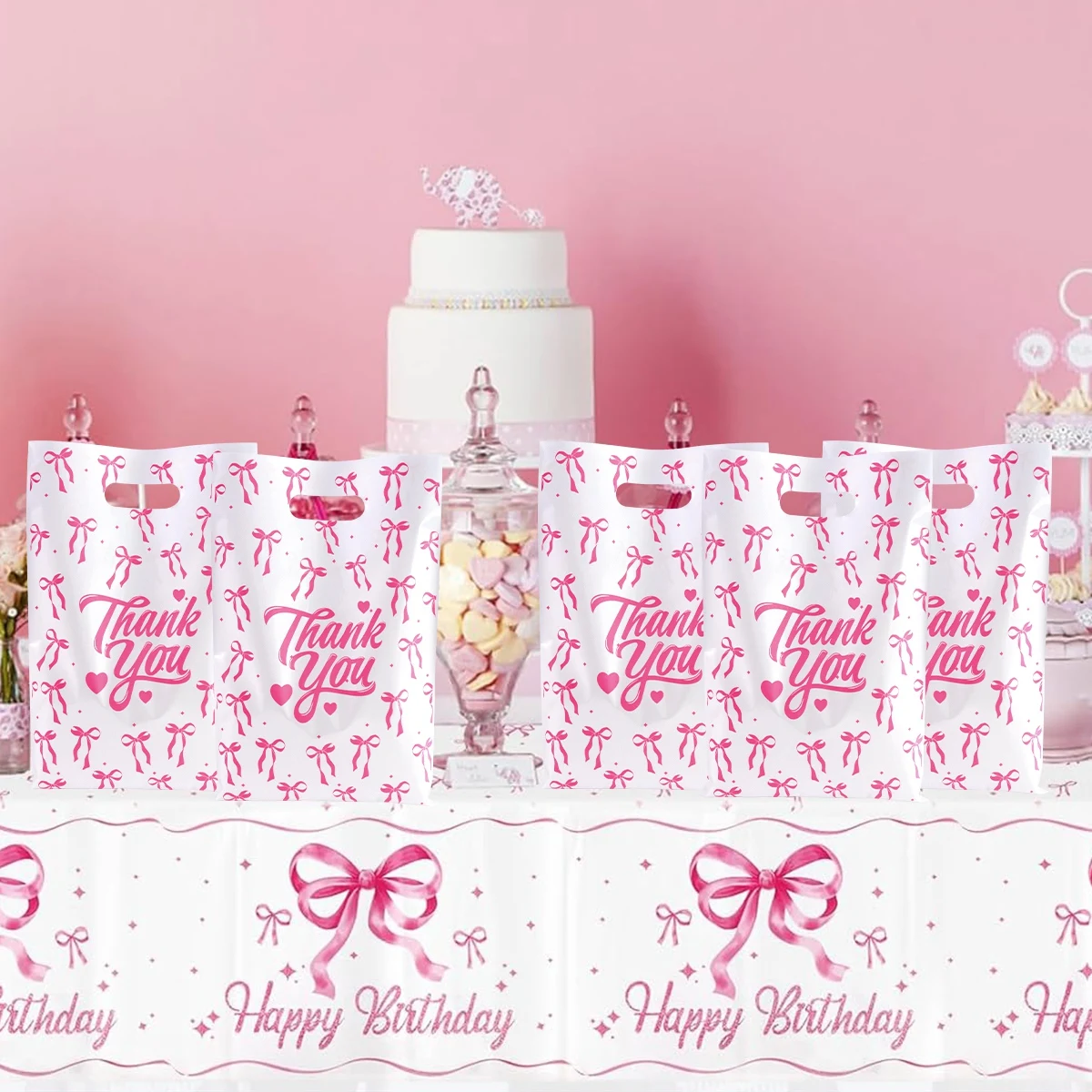 10/20/50 Stück rosa Geschenktüten mit Schleife – Bild 6