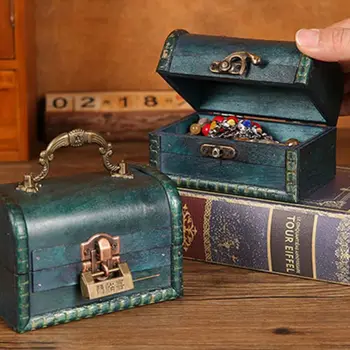 Koffer Holz Antike Aufbewahrungsbox Tragbare Vintage-Schmuck-Organizer mit hoher Kapazität Retro
