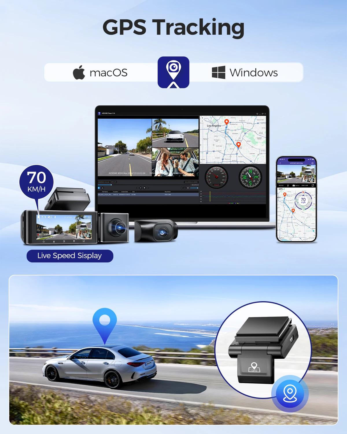 AZDOME M550 Max Dash Cam 4K + 1K + 2,5K Integrierte GPS WiFi – Bild 5