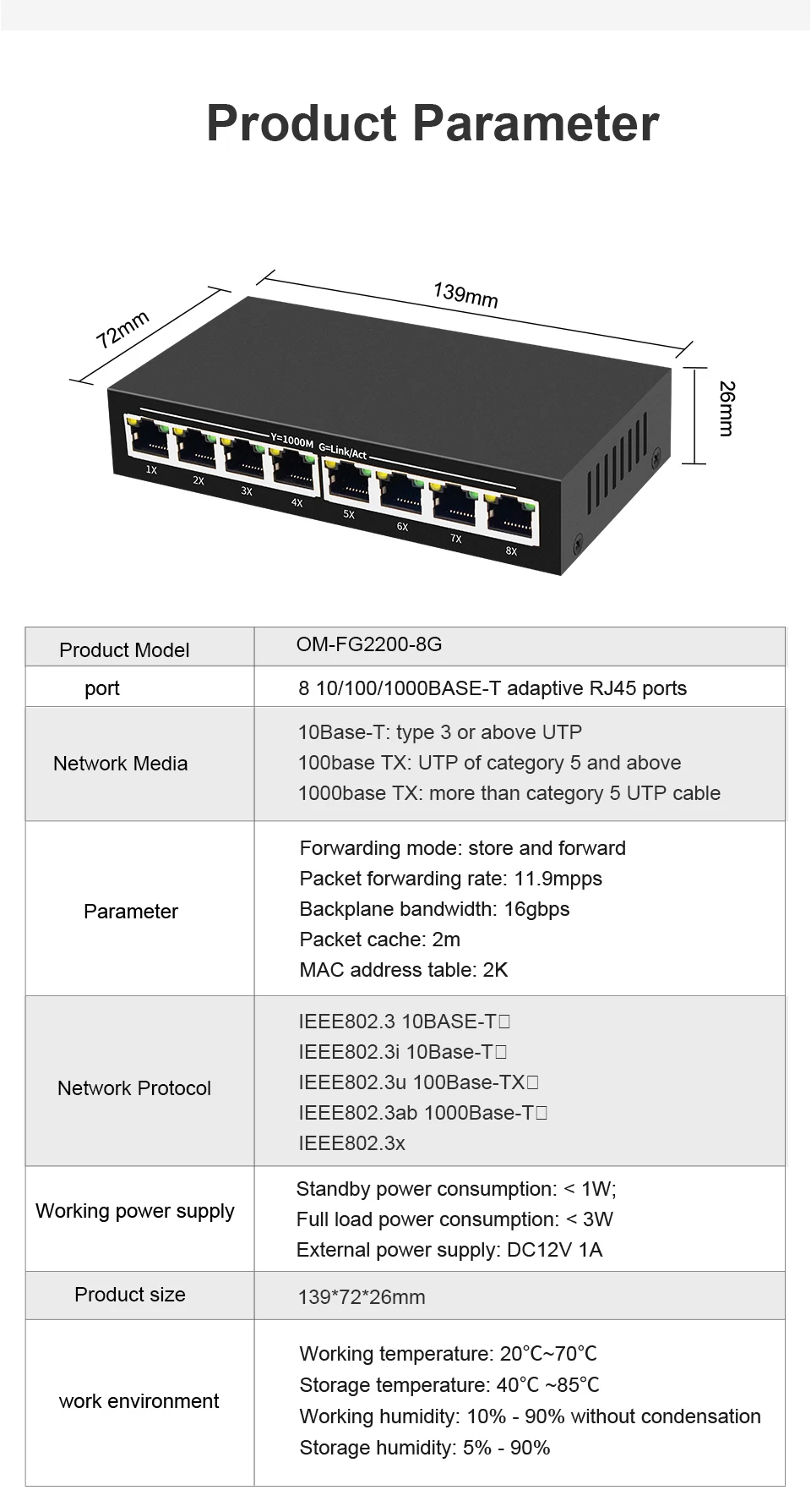 5/8 RJ45-Ports Gigabit-Switch Ethernet-Hub Smart Switcher – Bild 4