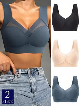 Frauen Spitze Sport Bhs Plus Größe Nahtlose Bh Bralette Backless Dame Büstenhalter Weste Weibliche (2 Stück)