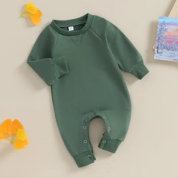 Baby Stram pler Kleinkind Mädchen Overall Herbst Frühling einfarbig Langarm Baby Jungen Stram pler Kleinkind