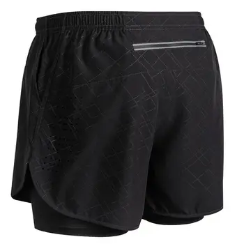 Sommer Herren reflektierende Laufshorts Fitness schnell trocknende doppellagige Shorts Herren Übungstraining