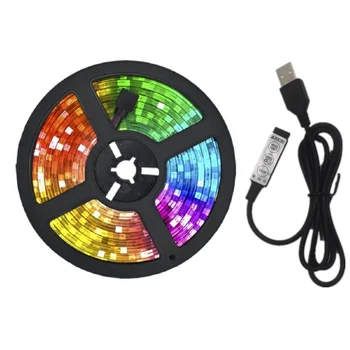LED-Streifenlicht, RGB 2835, flexibles Lampenband, Diode, USB-Kabel, 3-Tasten-Steuerung, DC5 V, 1 m, 2 m, 3 m