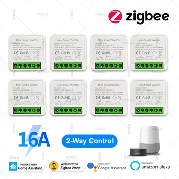 ZigBee 3.0 Smart Mini DIY Switch Automatisierungsmodul 16A Relaisunterstützung 2-Wege-Steuerung App