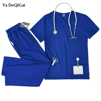 Unisex Medizinische Uniformen Männer Frauen Pflege Kleidung Labor Schönheit Kostüm Krankenschwester Scrubs Set
