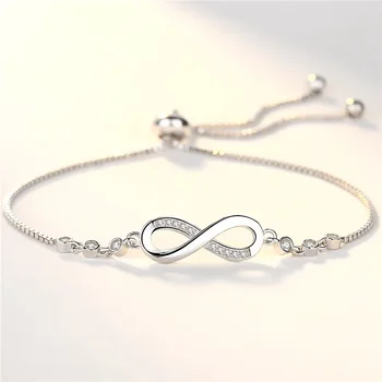 Feine 925er Sterlingsilber-Kristall-Armbänder für Damen, modisch, Vintage-Stil, Knoten, verstellbare