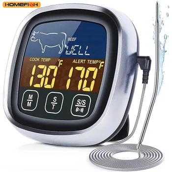HOMEFISH Digitales Fleisch-Küchenthermometer, rostfrei, wasserdicht, Fleischtemperatur-Thermometer, Sonde