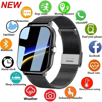 LAXASFIT 2025, neue Smartwatch für Männer und Frauen, Geschenk, voller Touchscreen, Sport-Fitness-Uhr
