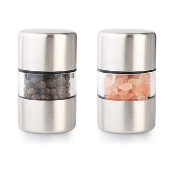 Tragbare Mini-Mühle aus Edelstahl, Handsalz- und Pfeffermühle für Kräuter, Pfeffer, Gewürze, Rosensalz