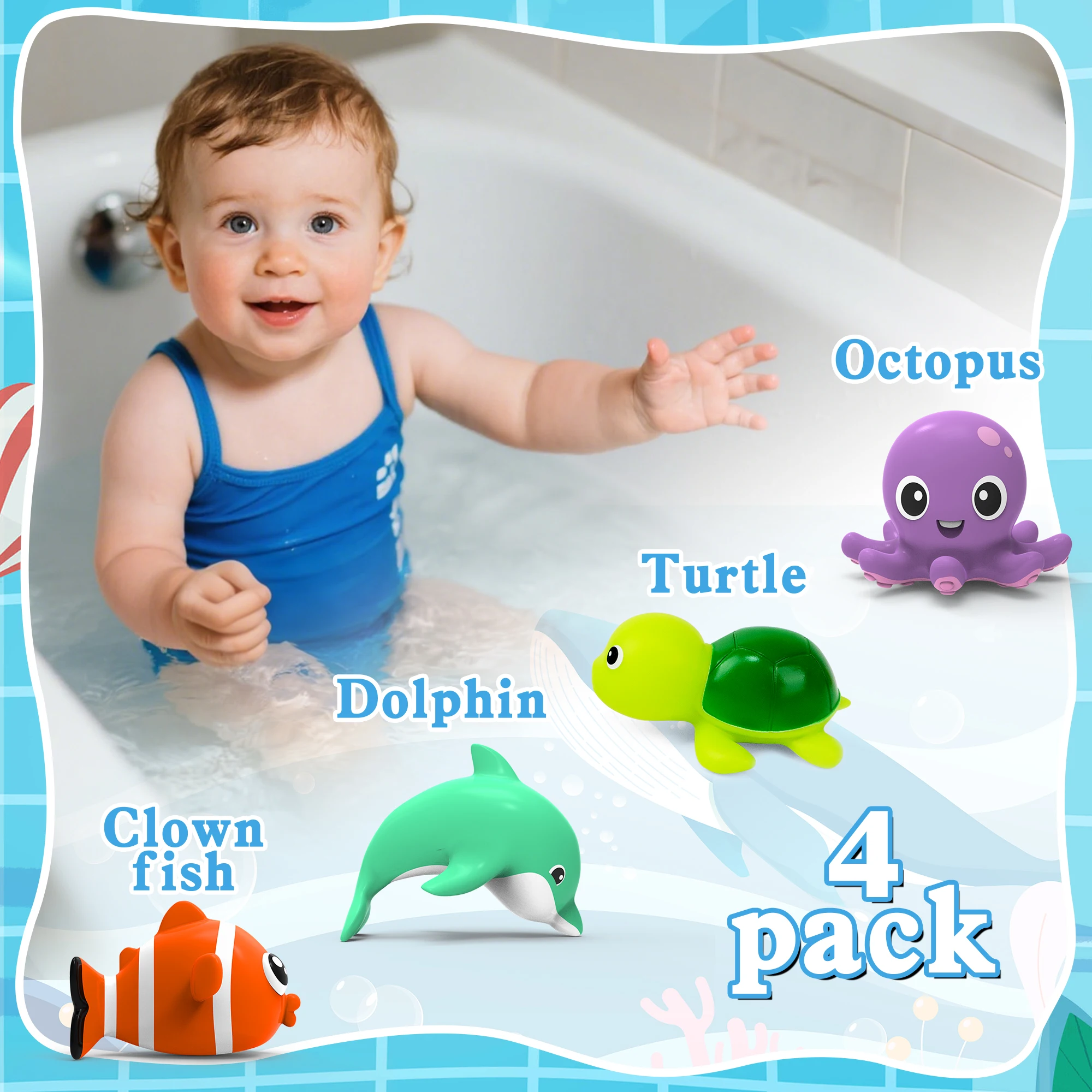 8 Stück schimmelresistent Meerestier Badewanne Duschspielzeug – Bild 6