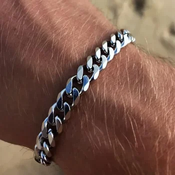 3/5/7mm Männer Armbänder Edelstahl Kette Armbänder Chunky Kubanischen Silber Farbe Link Kette Klassische Punk