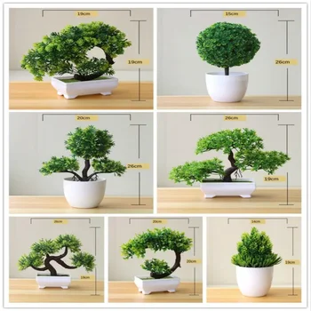 Künstliche Pflanzen Vergossen Bonsai Grüne Kleine Baum Pflanzen Gefälschte Blumen Topf Ornamente für Home