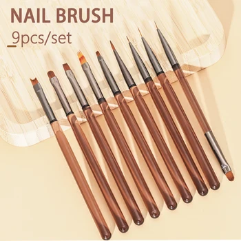 Nagel Pinsel Liner DIY Malerei Stift Maniküre Acryl Zeichnung Pinsel für Nail art Design Nägel (9 Stück)