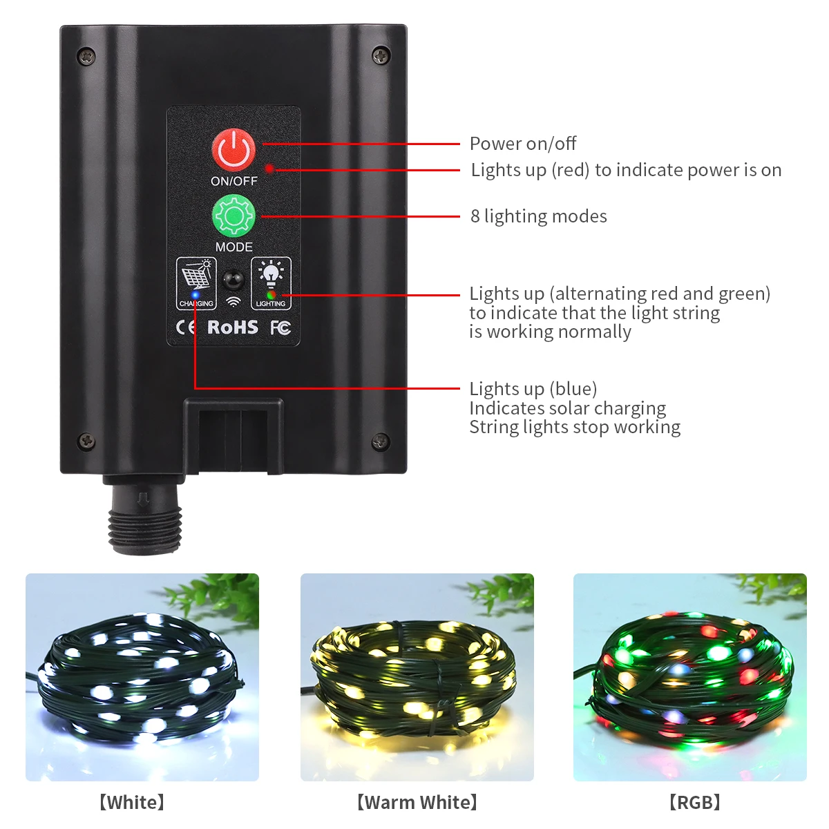 Leder LED Solar String Fairy Lichter 100M Weihnachten Lichter – Bild 3