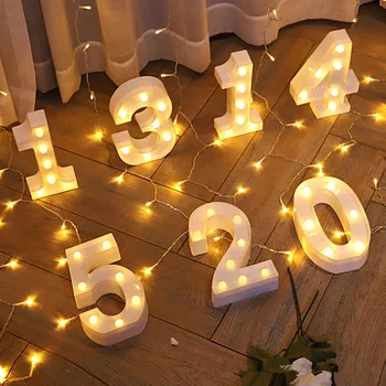 Alphabet-Buchstaben LED-Nachtlichter Zahlen-Lampe Deko Party Raum Geburtstag Wand Hochzeit Heim-Dekorationen